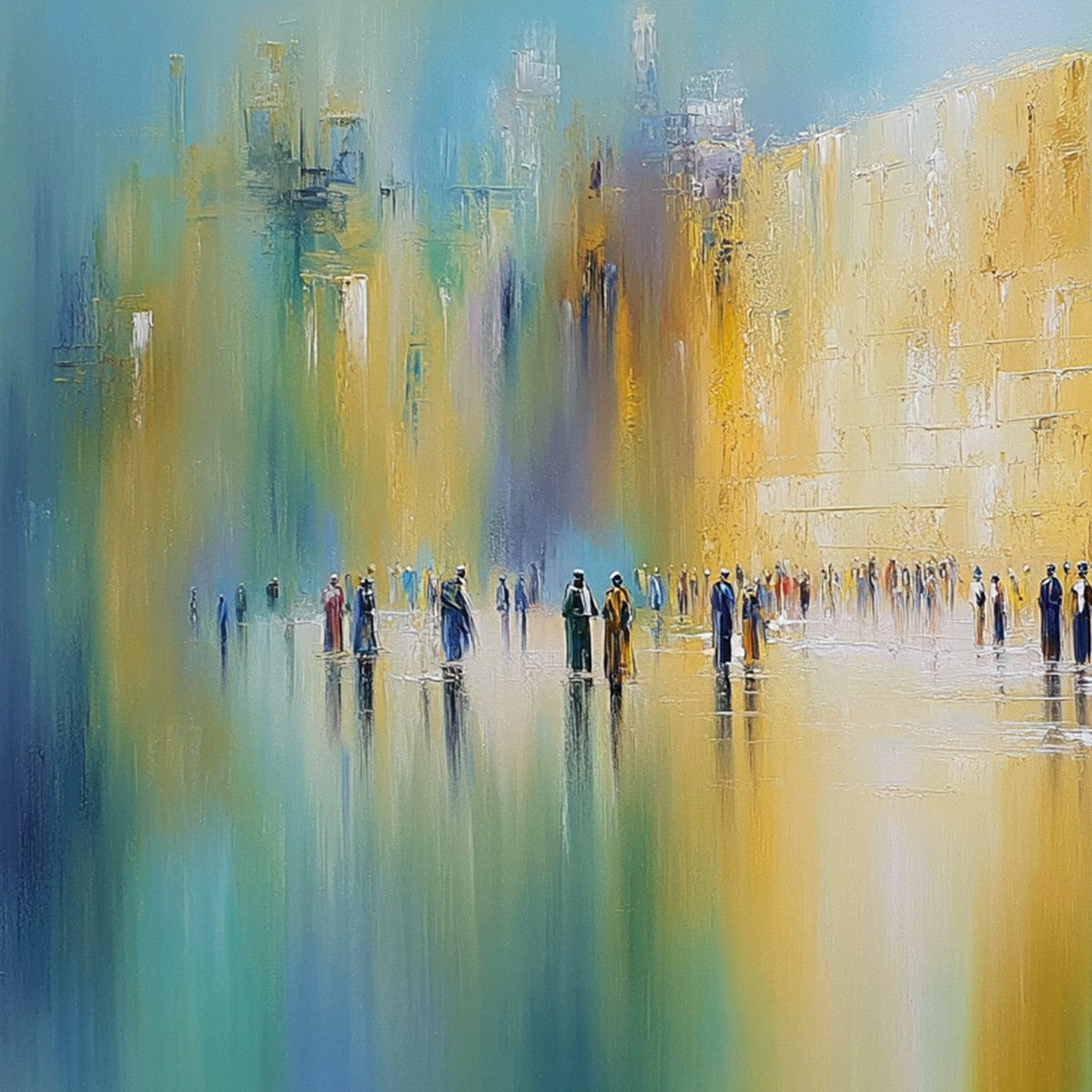 Wall of Whispers | Textured Abstract Cityscape Oil Painting