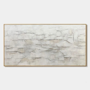 White Sands: White Abstract Minimalist Textured Oil Painting Canvas Wall Art