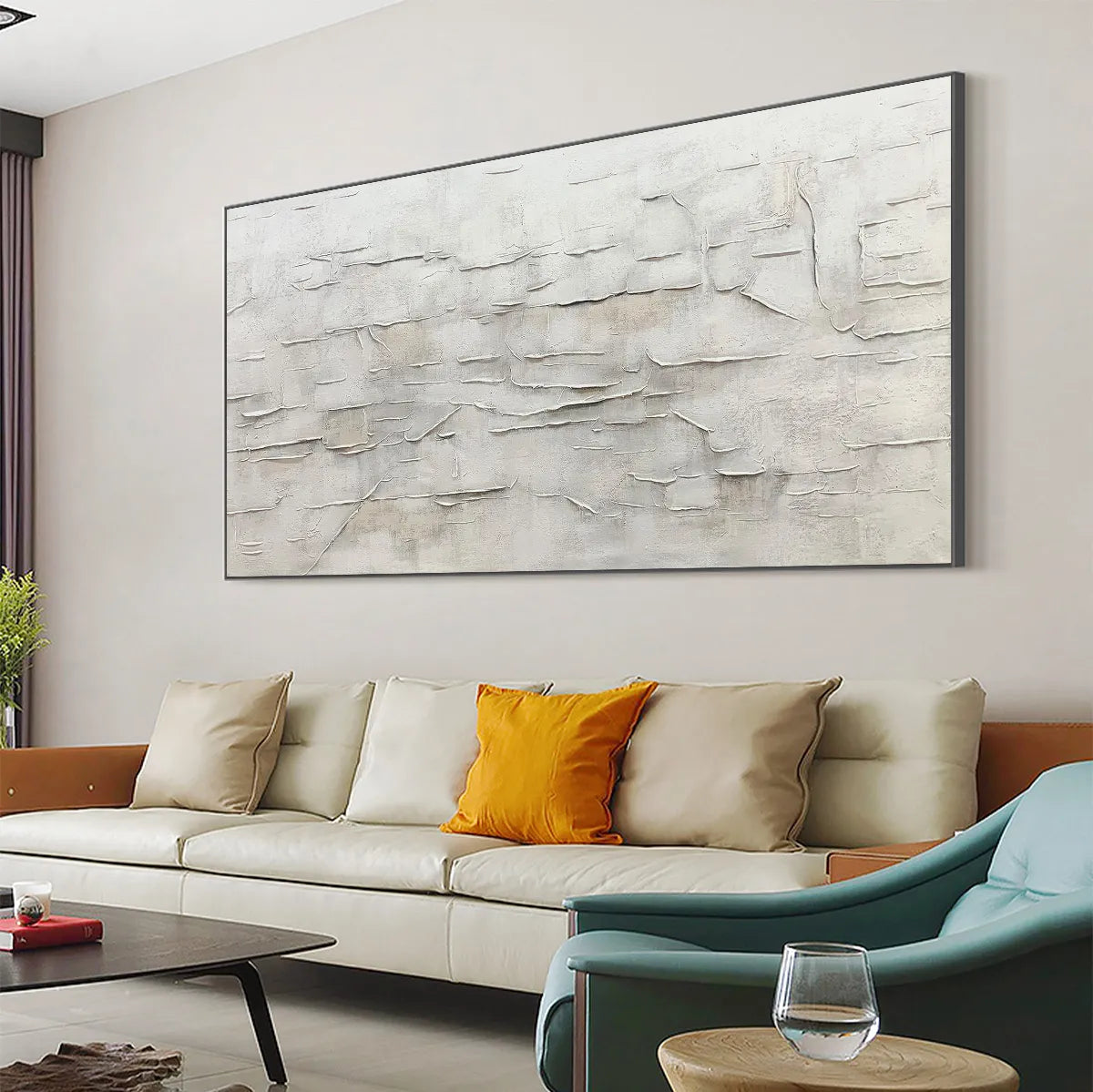 WHITE SANDS: White Abstract Minimalist Oil Painting on Canvas