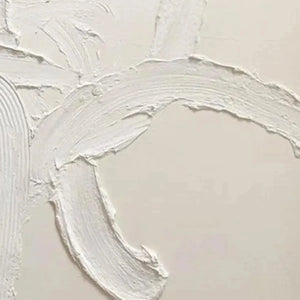 White textured abstract painting by Liam O'Connell, Wabi Sabi style, perfect for modern living room or bedroom.