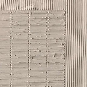 Javier Ramirez Textured Grid Duo: Beige abstract painting, minimalist texture, modern elegance for living room decor.