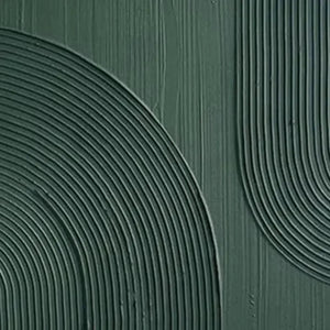 Green Textured Arches Diptych by Isabella Rossi, close-up detail of textured abstract wall art with raised linear arches.