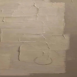 Javier Ramirez Textured Taupe Abstract painting, minimalist art with textured surface and neutral tones for home decor.