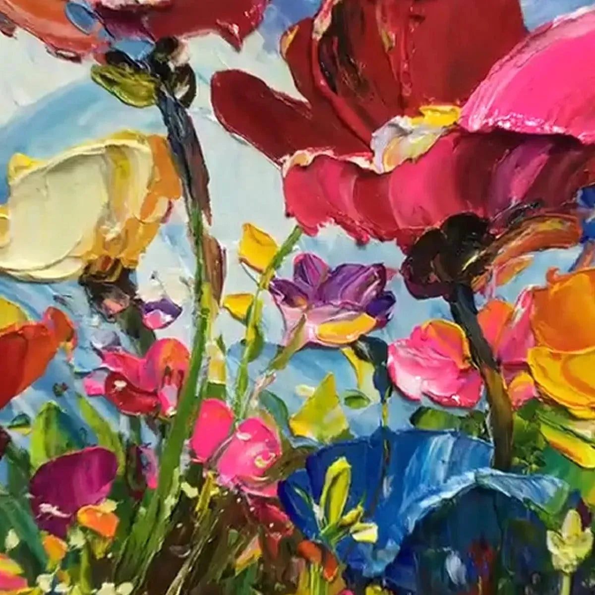 オリジナル油彩原画CLAUDE MANOUKIAN FlowerBarbizon Field of Dreams: Textured Floral Painting | Impasto Wall Art