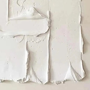 White Textured Relief abstract painting by Liam O'Connell, Wabi Sabi style, white texture, modern home decor