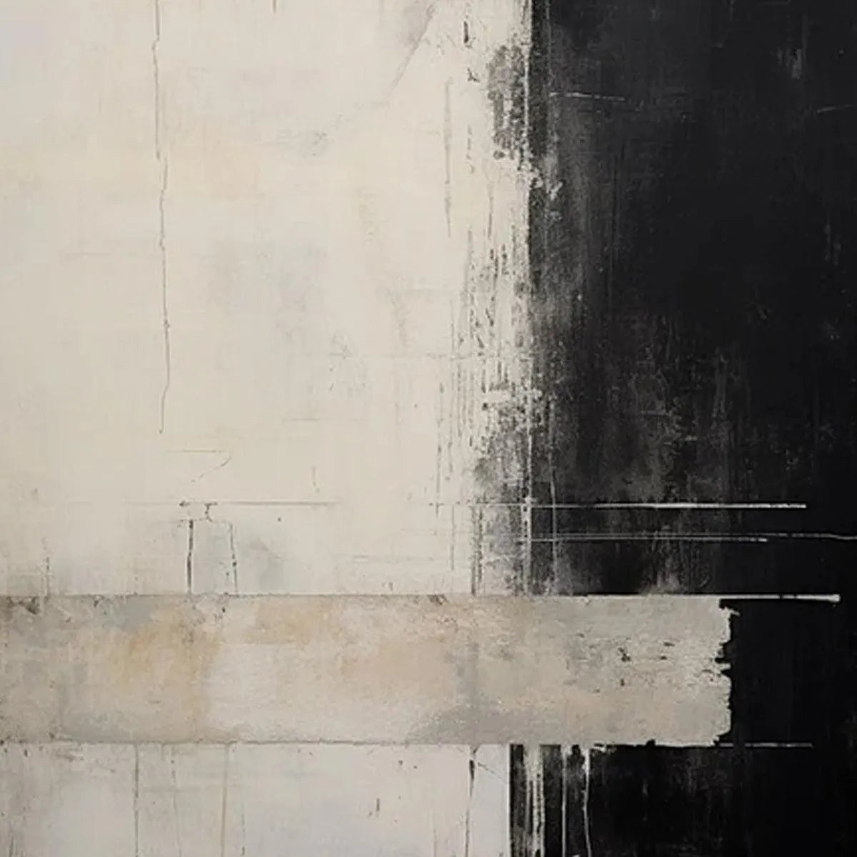 MONOCHROME MINIMALISM: Abstract Painting, Black and White Wall Art, Textured Canvas, Vertical