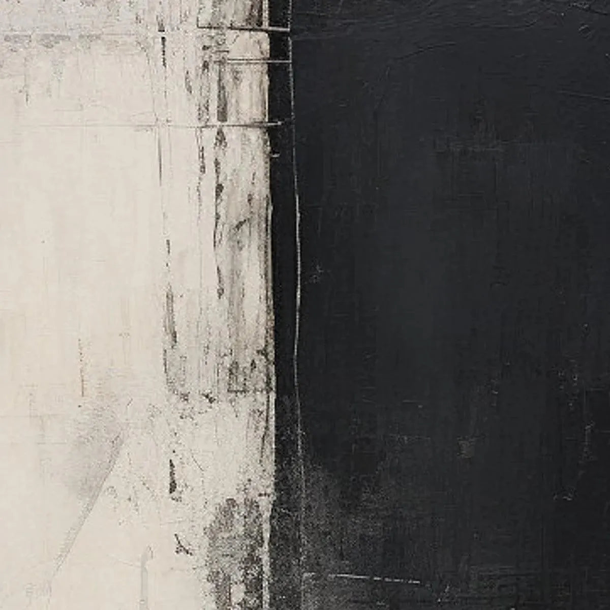 MONOCHROME MINIMALISM: Abstract Painting, Black and White Wall Art, Textured Canvas, Vertical