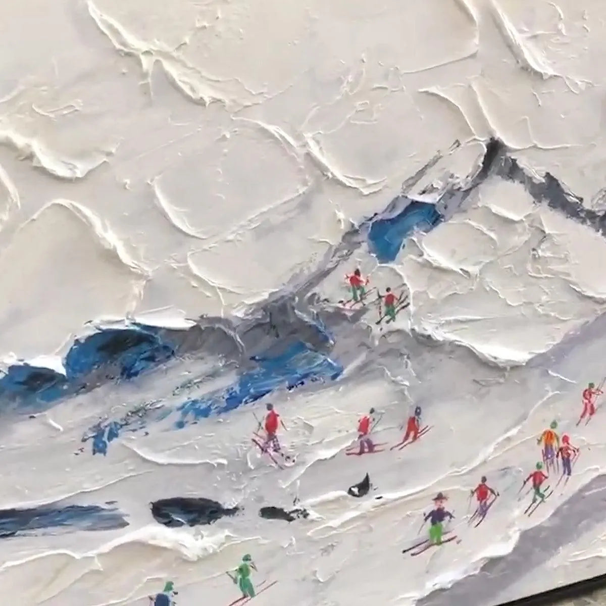 ALPINE SKI DAY: Sports Painting, Winter Decor, Impasto, Textured Wall Art