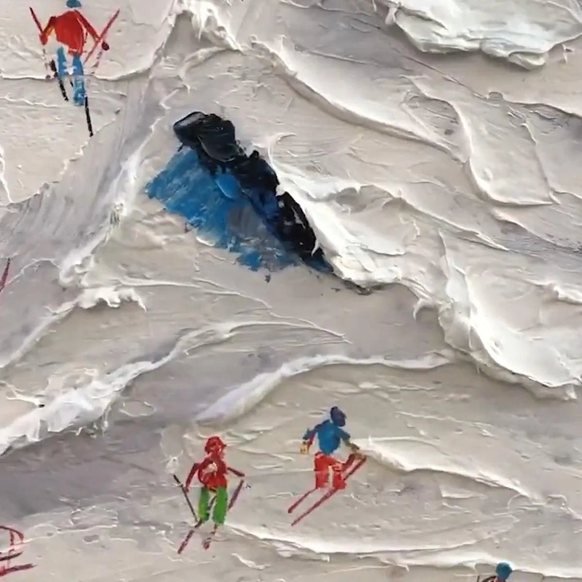 ALPINE SKI DAY: Sports Painting, Winter Decor, Impasto, Textured Wall Art