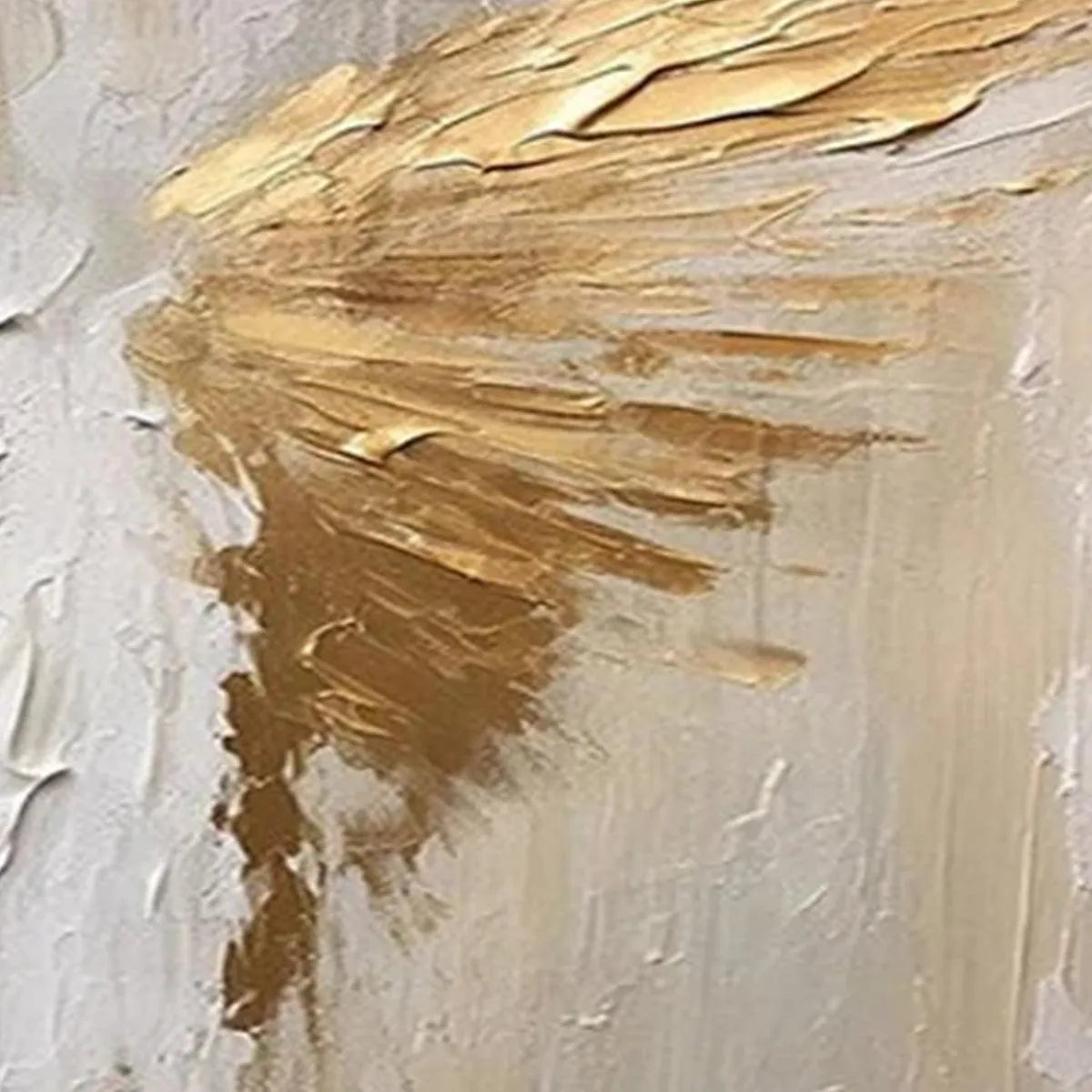 GOLDEN WINGS: Textured Abstract Painting, Gold and Beige Wall Art, Panoramic Canvas, Modern Decor