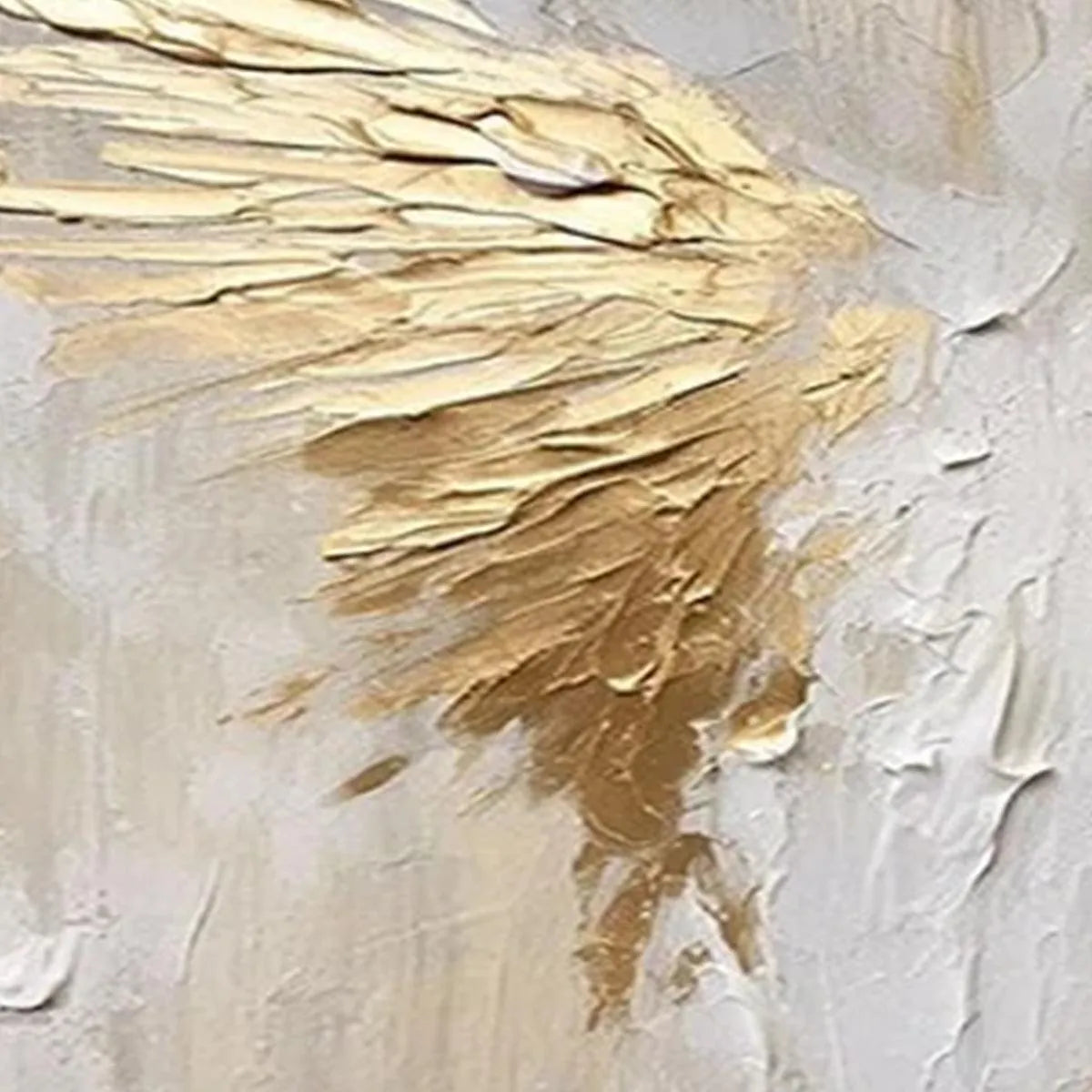 GOLDEN WINGS: Textured Abstract Painting, Gold and Beige Wall Art, Panoramic Canvas, Modern Decor