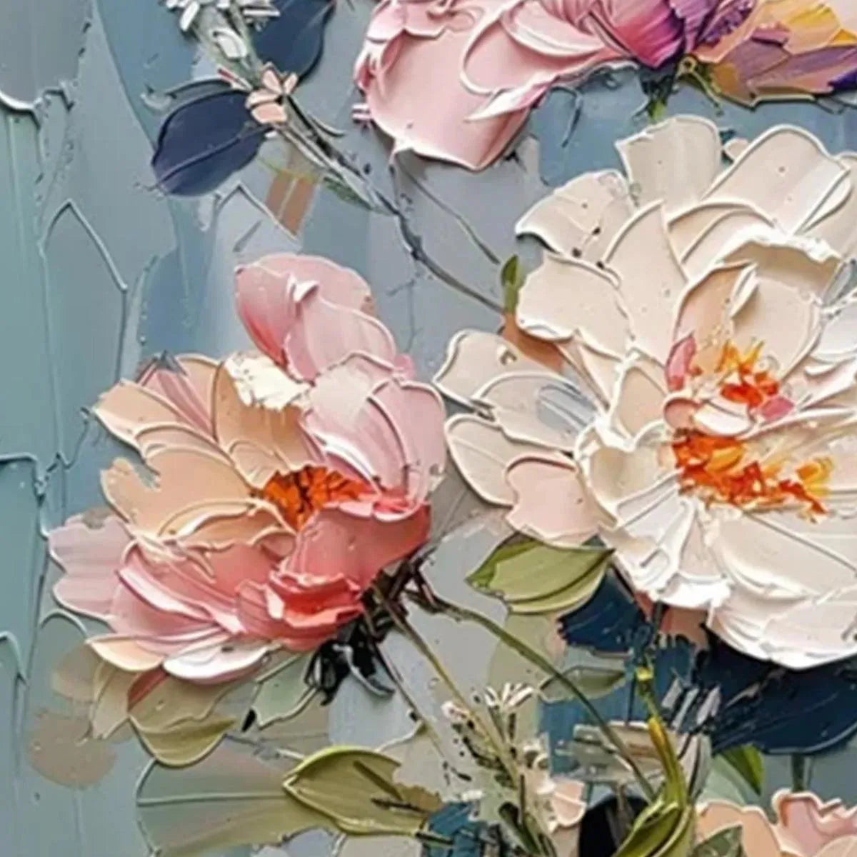 Pastel Peonies: Textured Peony Painting | Impasto Floral Wall Art