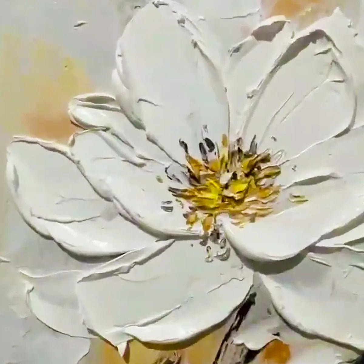 WHITE BLOSSOM: Textured White Floral Painting, Impasto Wall Art, Vertical Canvas, Romantic Decor