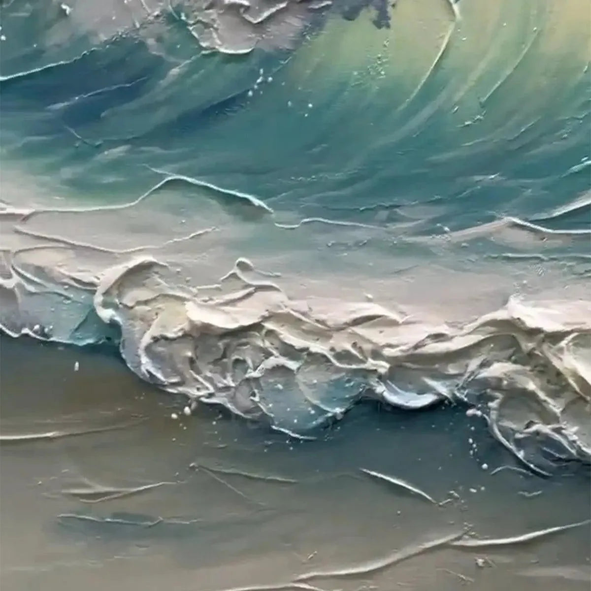 Ocean's Embrace: Textured Ocean Painting | Impasto Wall Art