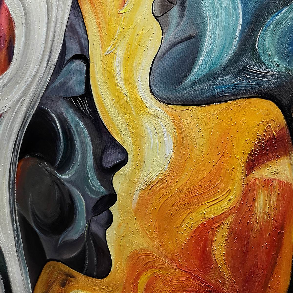 CONNECTED SOULS: Figurative Oil Painting of Two Faces