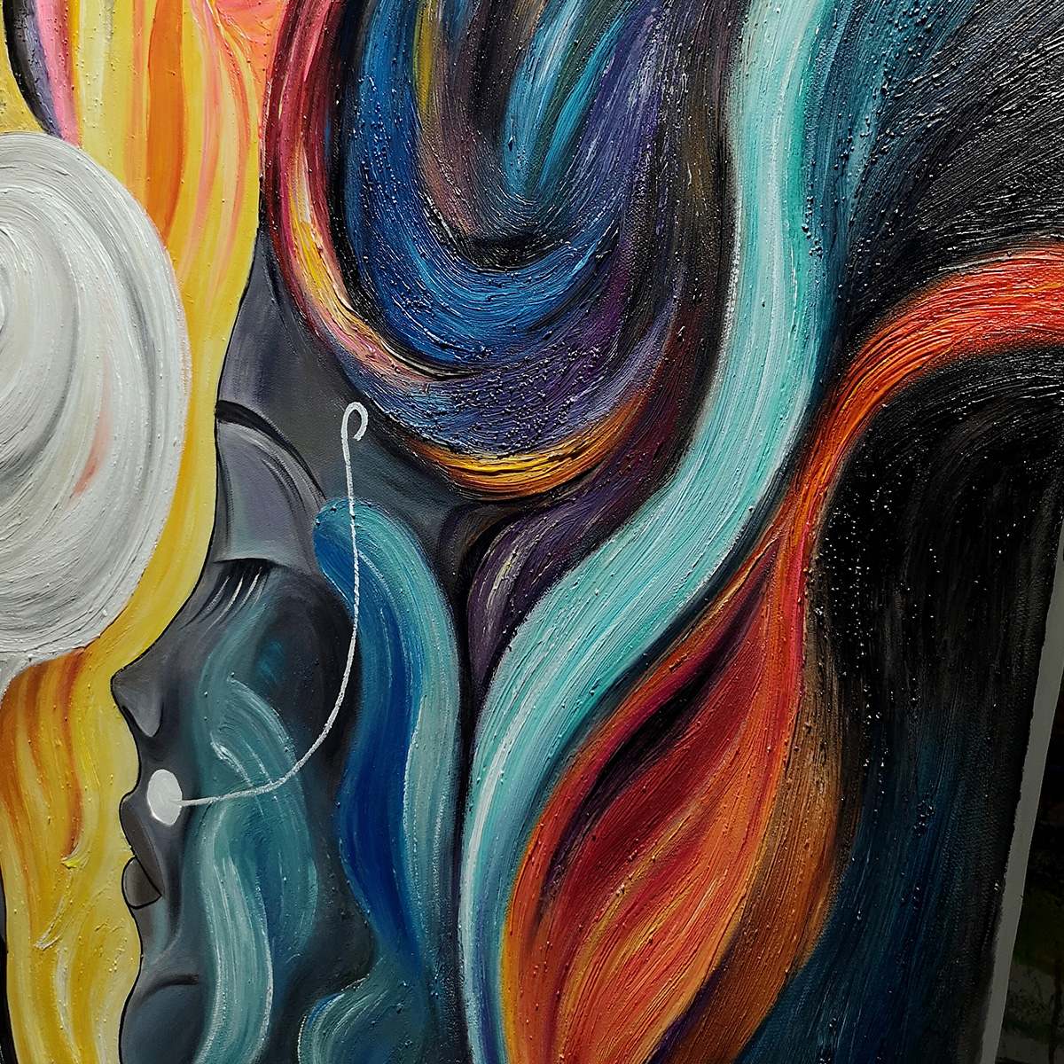 CONNECTED SOULS: Figurative Oil Painting of Two Faces