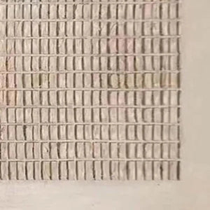 Close-up of Beige Grid textured painting by Javier Ramirez, showcasing tactile surface and minimalist grid pattern.