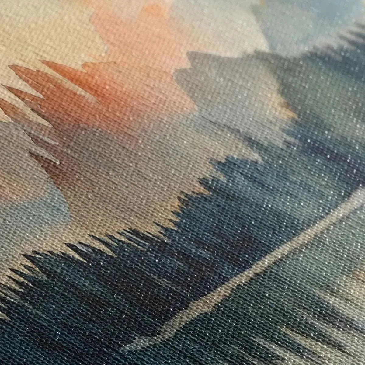 SUNSET SERENITY PANORAMIC: Landscape Painting, Panoramic Wall Art, Watercolor Decor