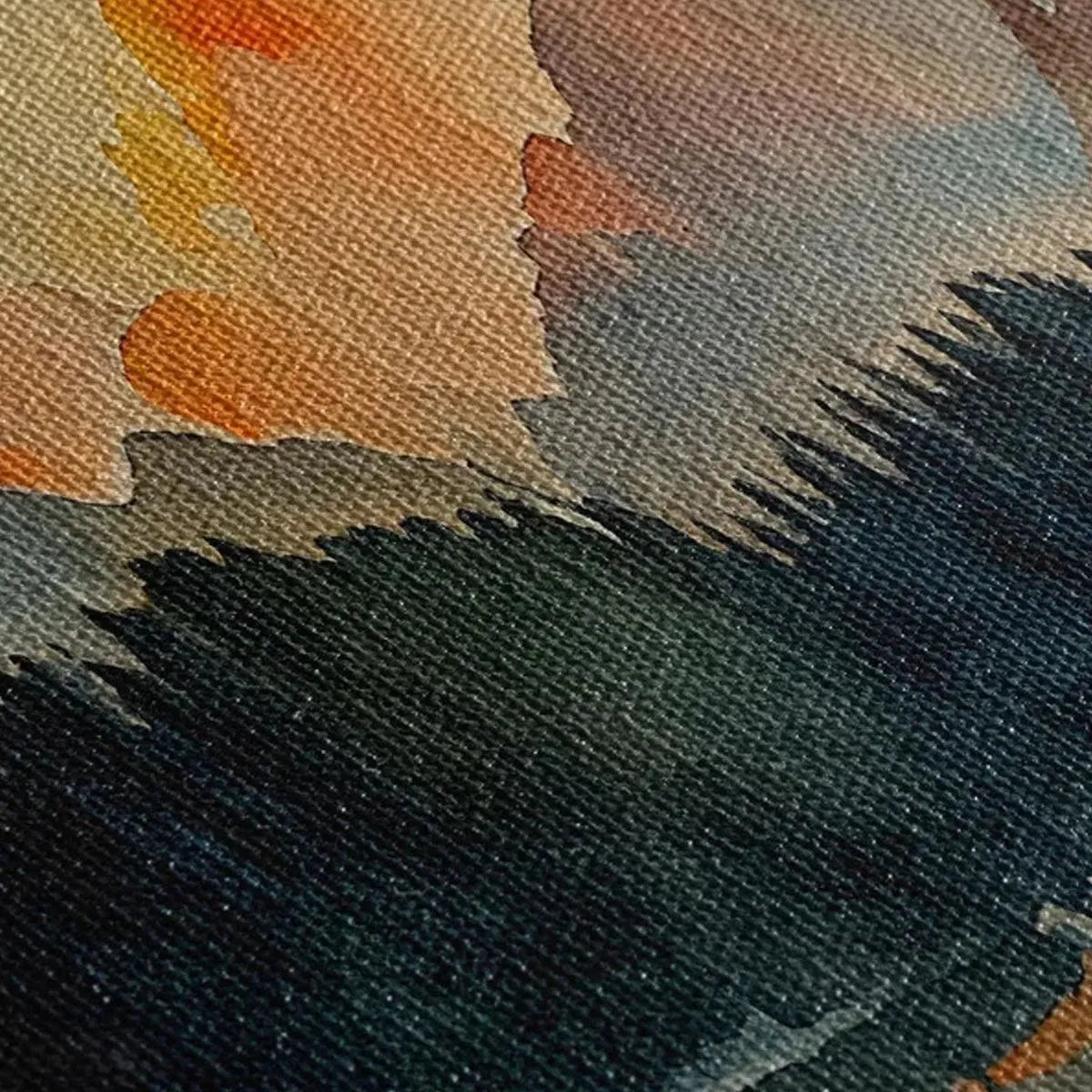 SUNSET SERENITY PANORAMIC: Landscape Painting, Panoramic Wall Art, Watercolor Decor