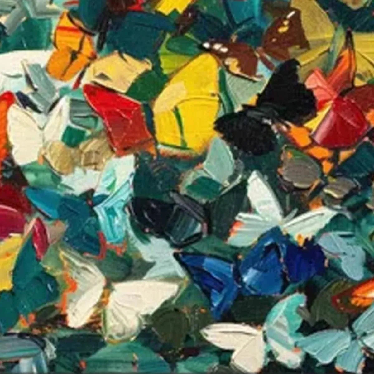 BUTTERFLY WHIRLWIND PANORAMIC: Butterfly Painting, Panoramic Wall Art, Colorful Impasto Decor