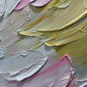 Pastel Dream by Isabella Rossi: Textured impasto detail in pastel colors, modern wall art.