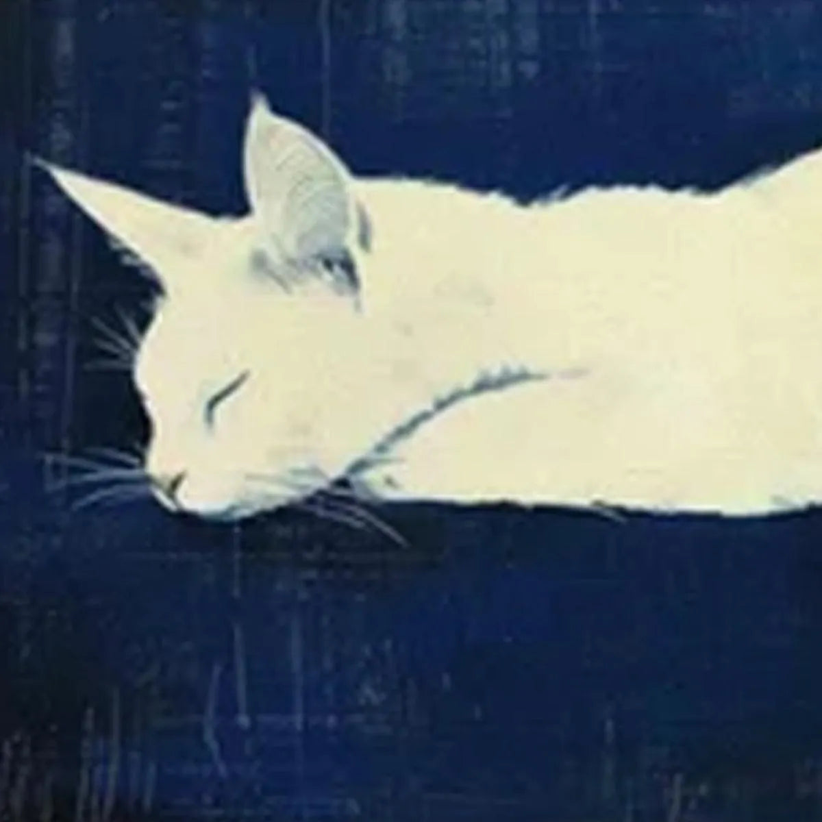 SLEEPING WHITE CAT PANORAMIC: Cat Painting, Panoramic Wall Art, Pet Portrait