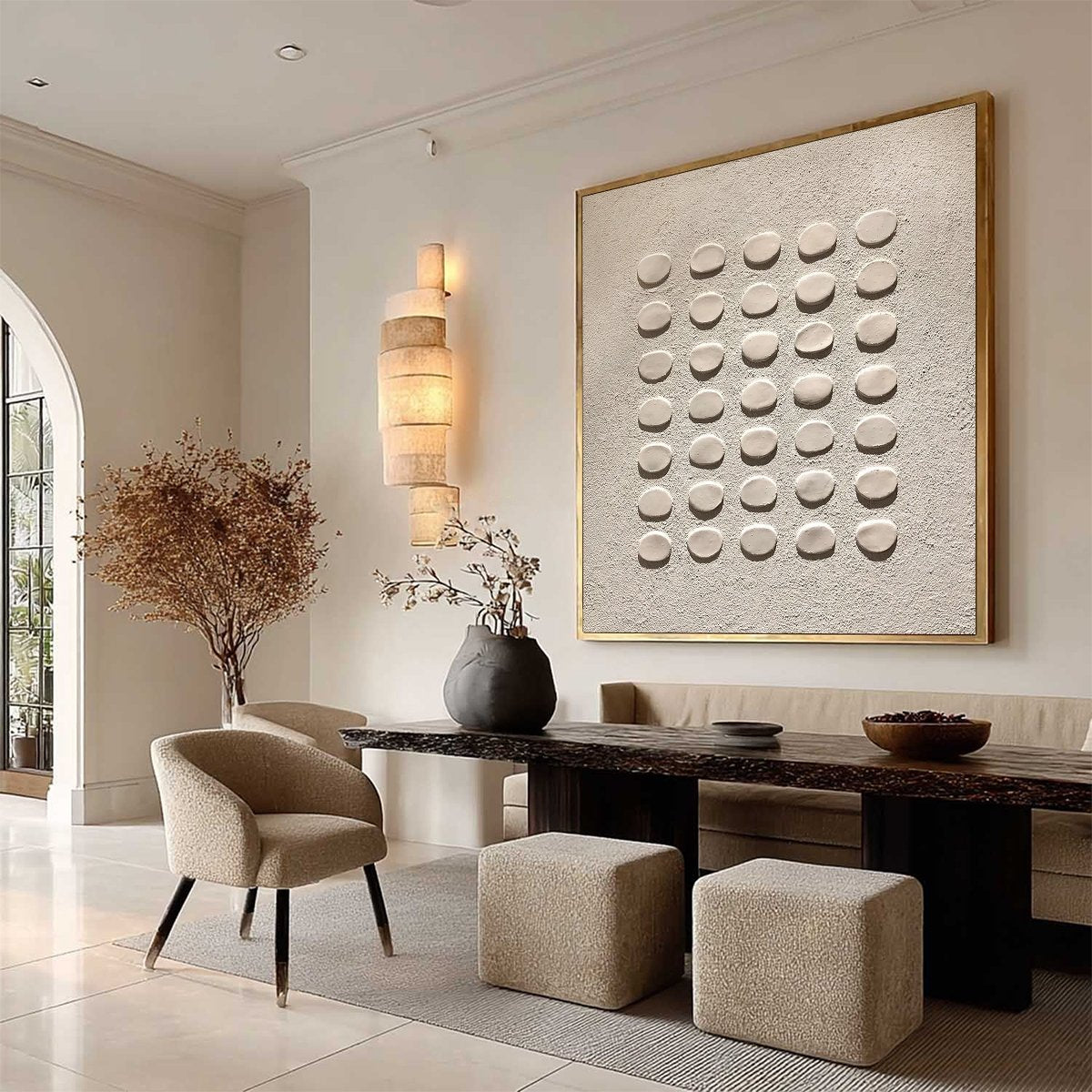 ZEN GRID: Minimalist Textured Relief Abstract Painting