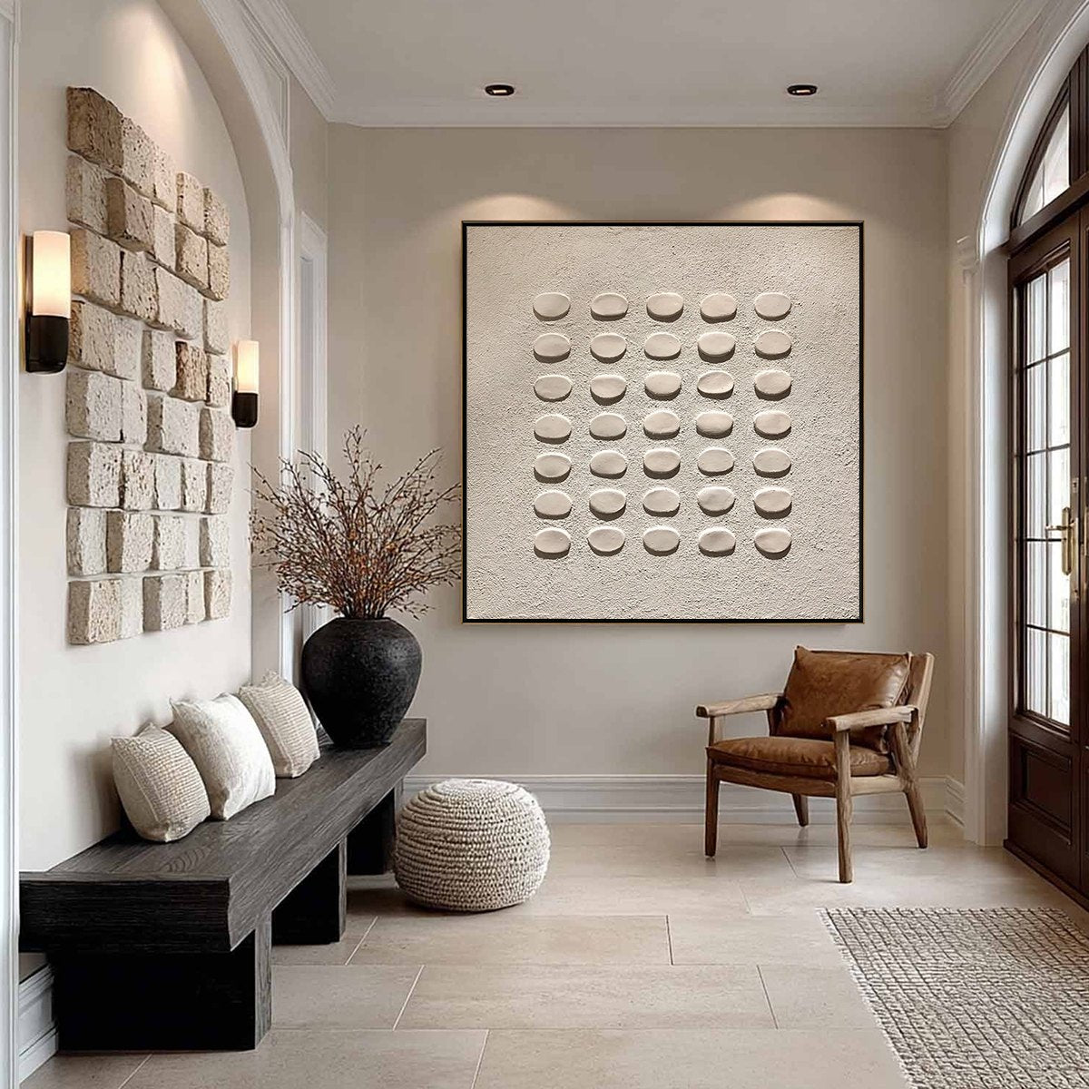 ZEN GRID: Minimalist Textured Relief Abstract Painting