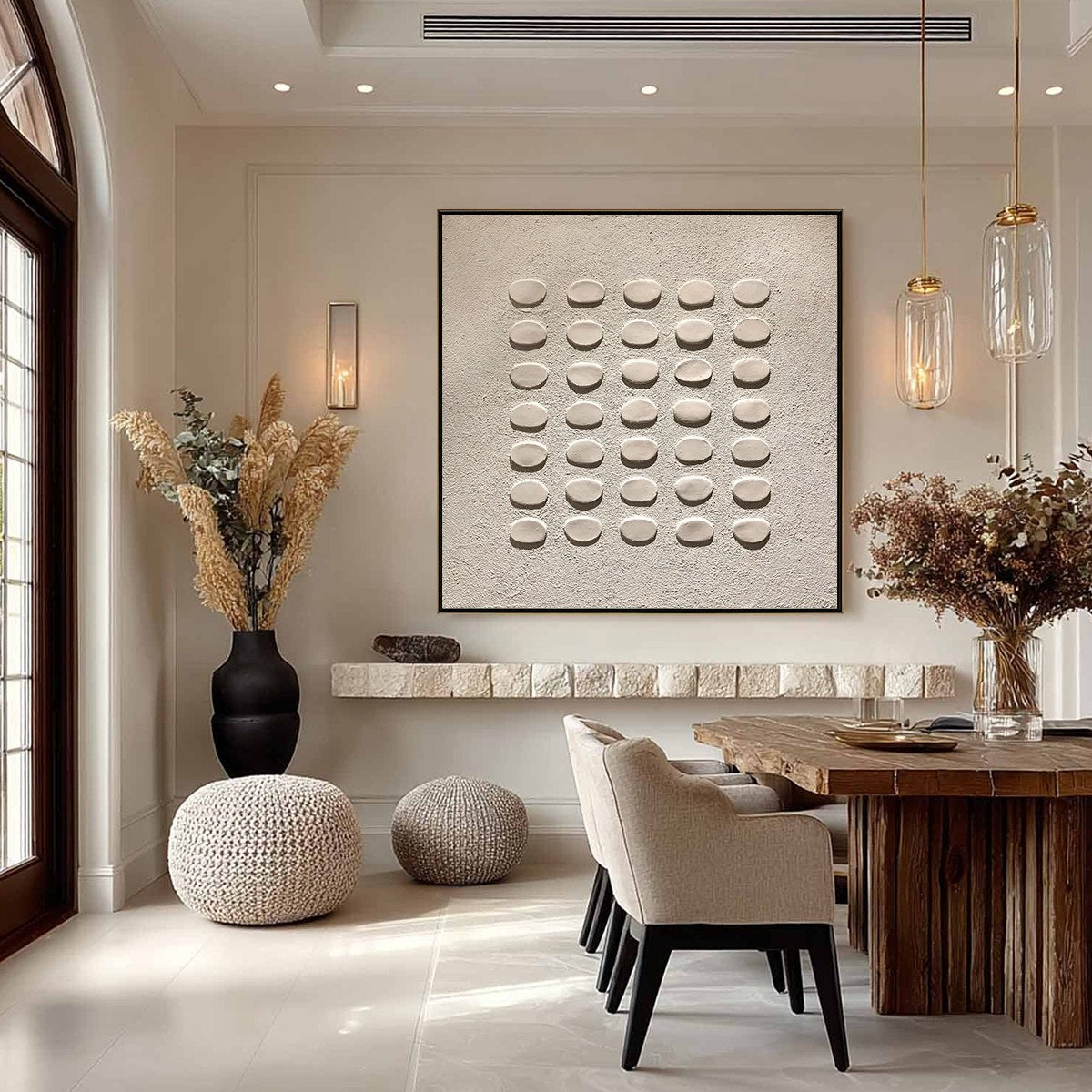 ZEN GRID: Minimalist Textured Relief Abstract Painting