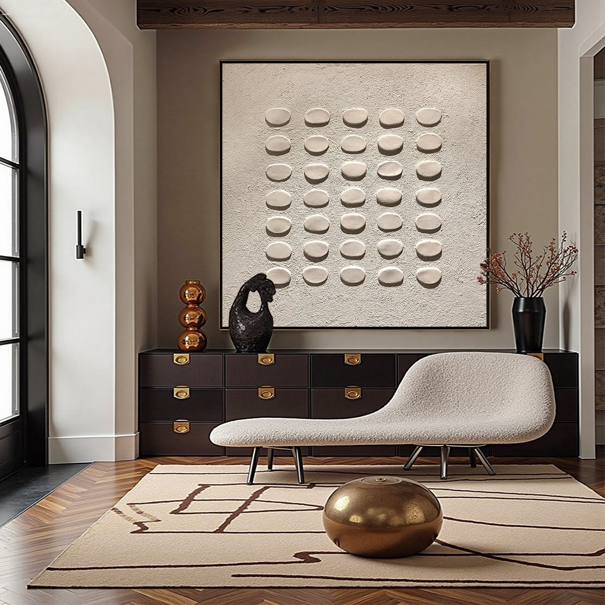 ZEN GRID: Minimalist Textured Relief Abstract Painting