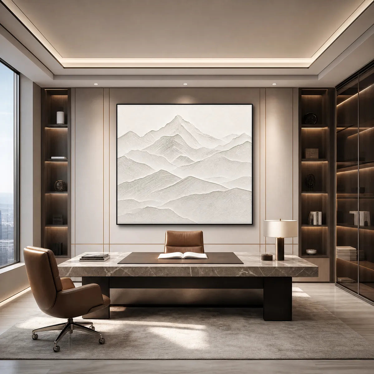 ZENITH: Textured Minimalist Mountainscape in Wabi Sabi Style