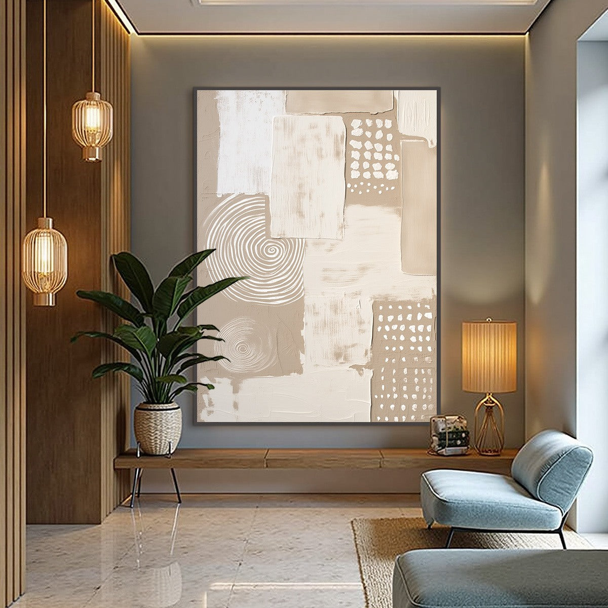 ZENITH: Textured Wabi-Sabi Abstract Painting in Neutral Tones