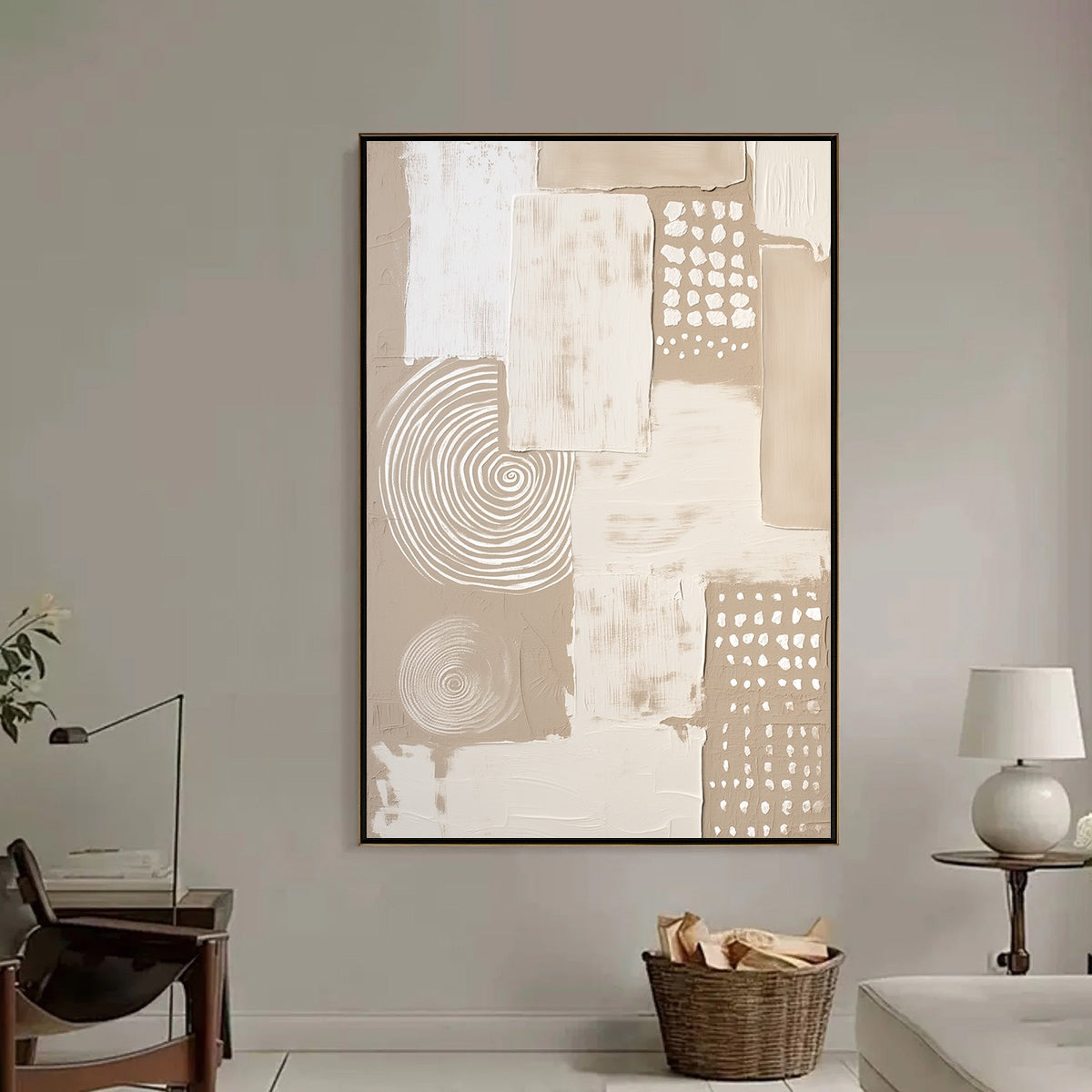 ZENITH: Textured Wabi-Sabi Abstract Painting in Neutral Tones
