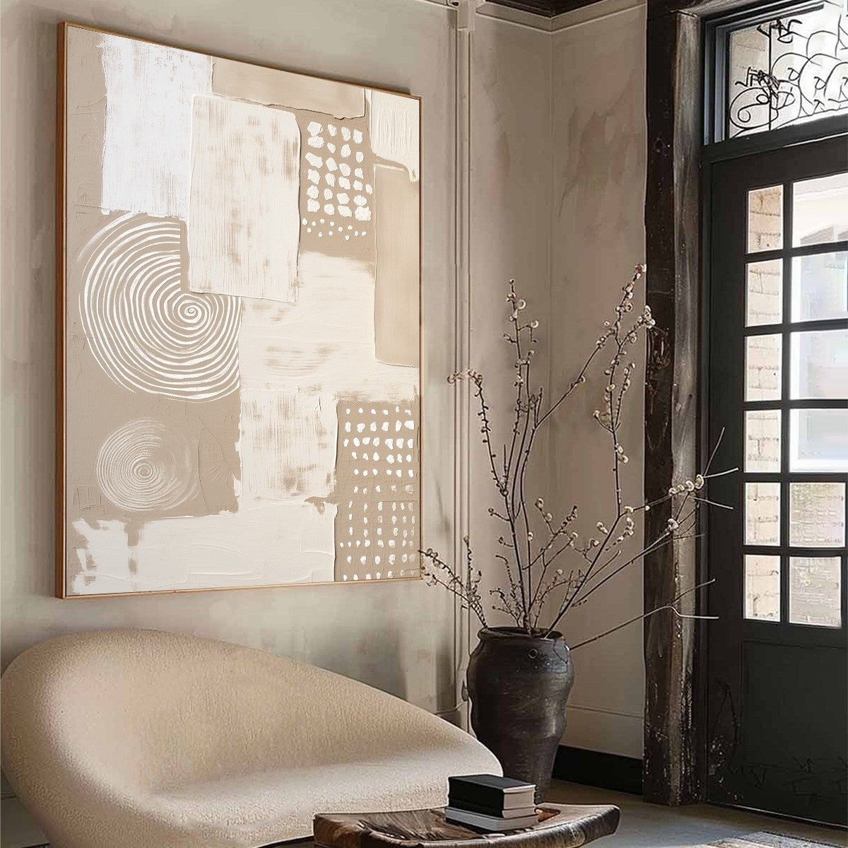 ZENITH: Textured Wabi-Sabi Abstract Painting in Neutral Tones