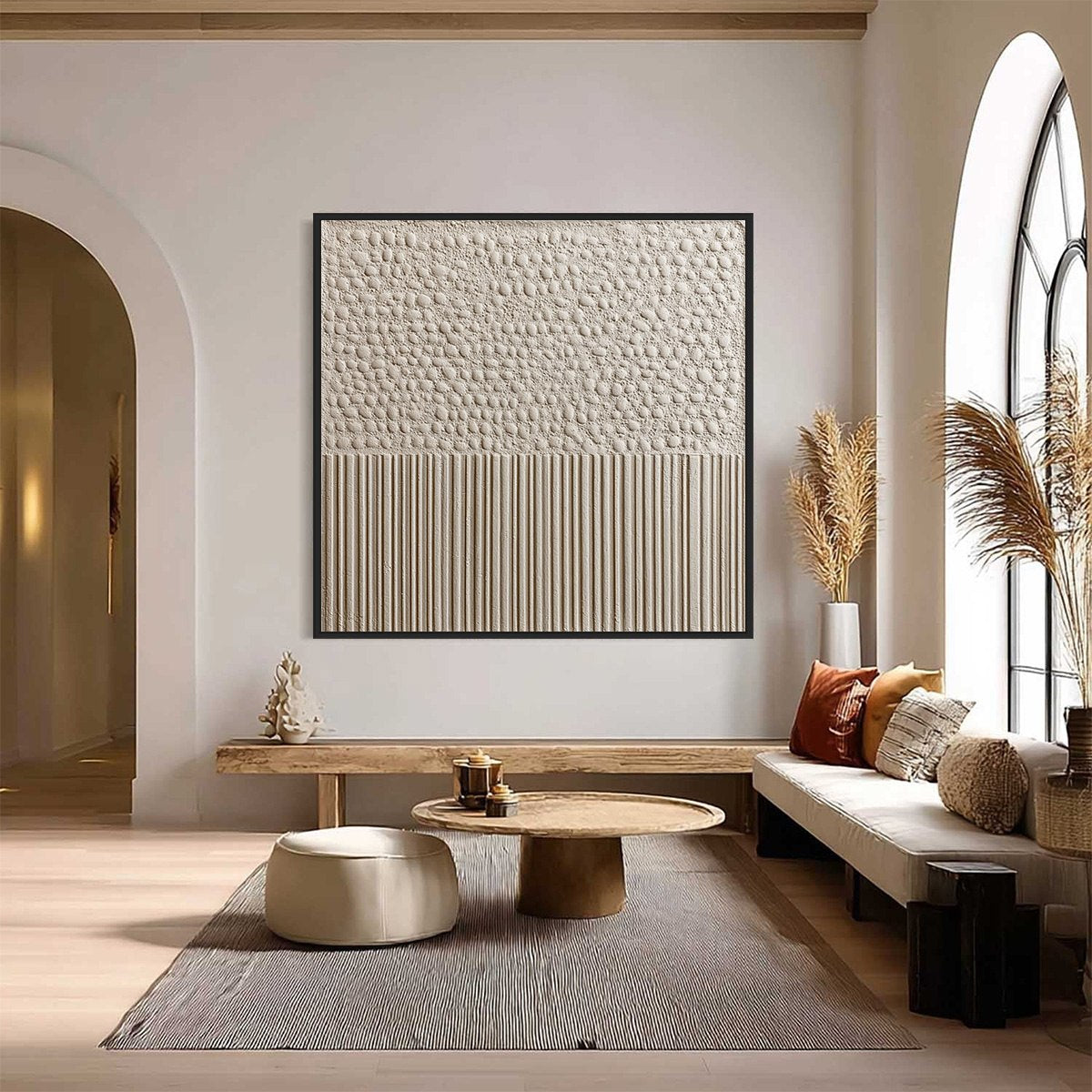 Earthen Tablet: Textured Wabi Sabi Abstract Oil Painting – MontCarta