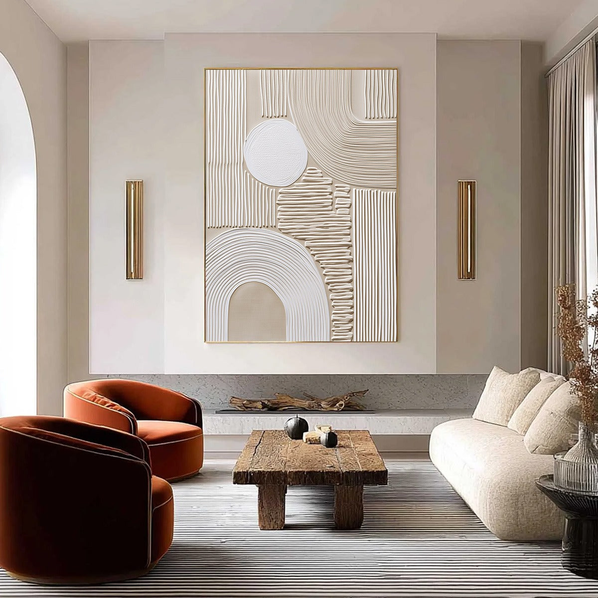 ZENITH: Textured Wabi Sabi Wall Art in Minimalist Beige and White