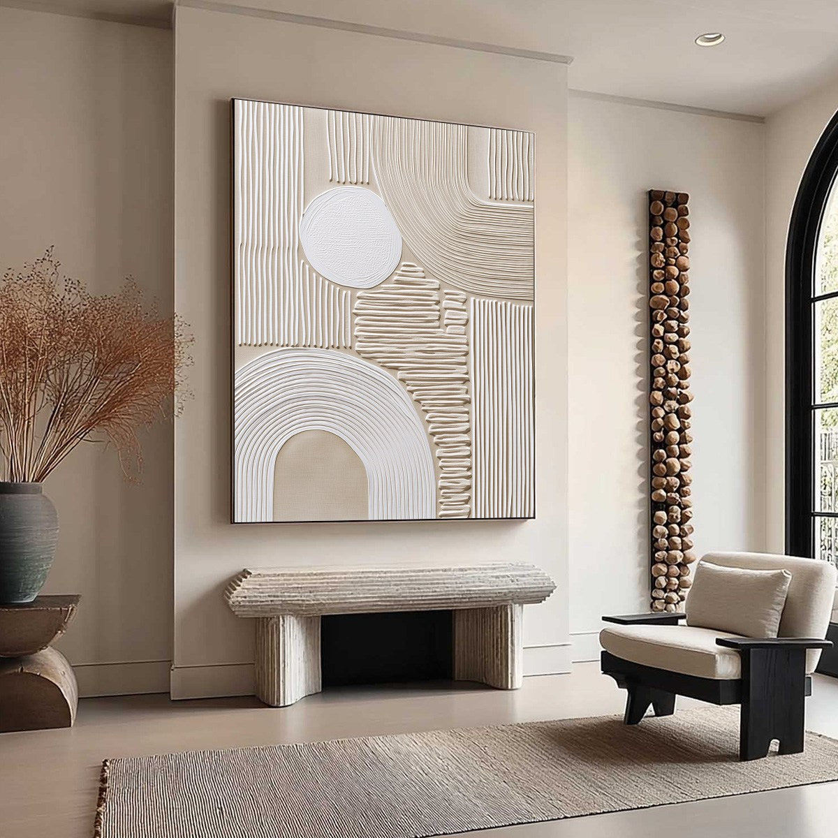 ZENITH: Textured Wabi Sabi Wall Art in Minimalist Beige and White