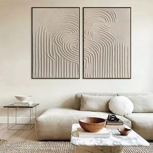 ZEN CASCADE: Wabi Sabi Textured Diptych Wall Art