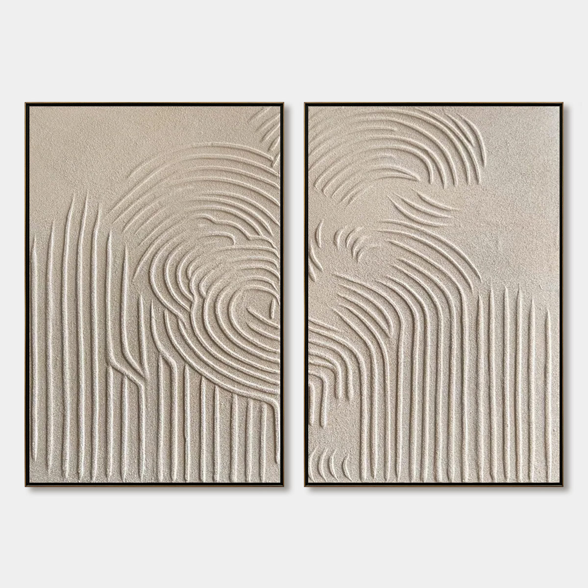 ZEN CASCADE: Wabi Sabi Textured Diptych Wall Art