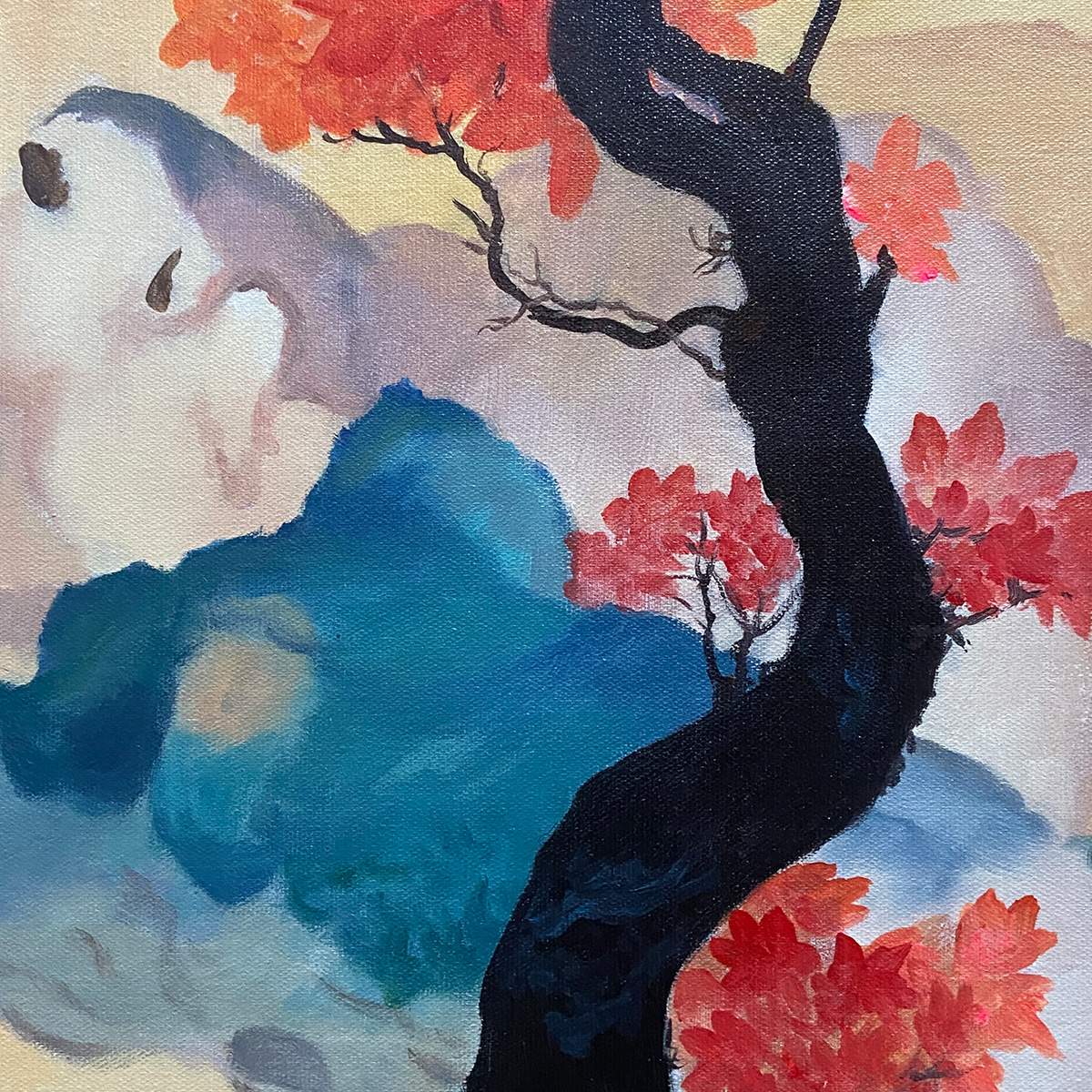 Landscape Painting, Panoramic Wall Art, Asian Decor