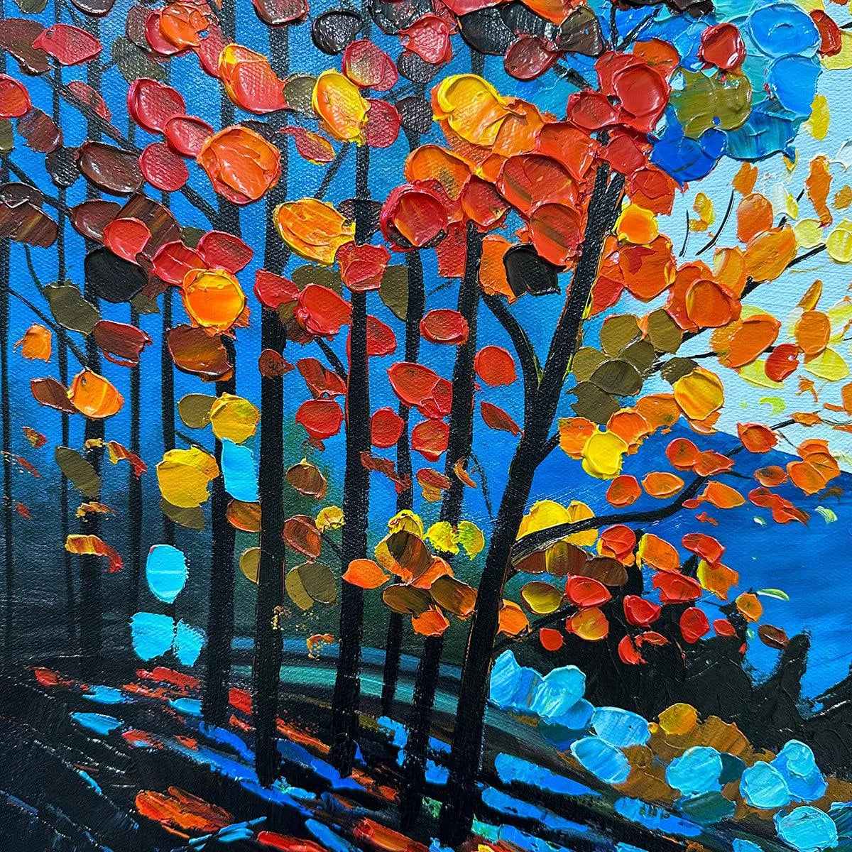 Colorful Forest Landscape Oil Painting - Autumn Vibes