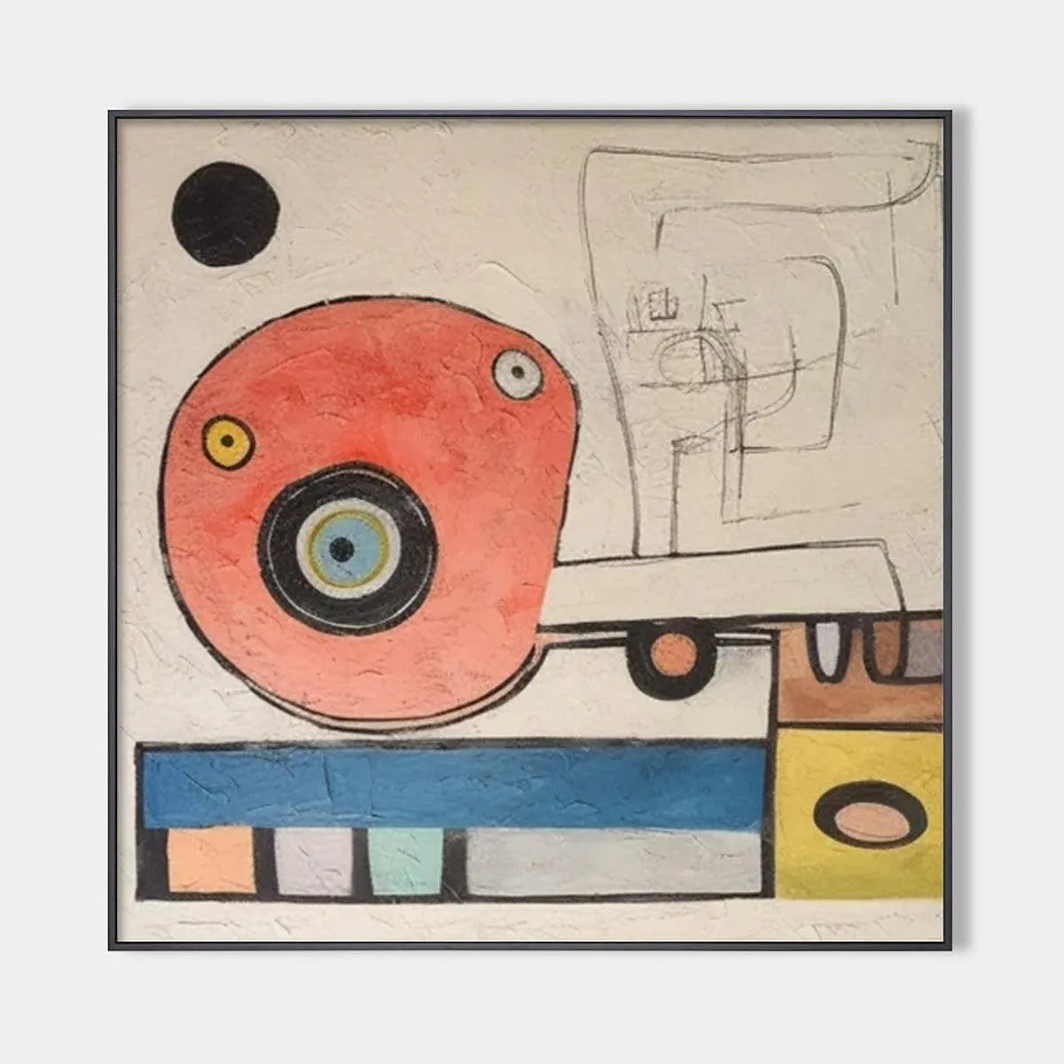 PLAYFUL TRUCK: Whimsical Abstract Painting, Square Wall Art