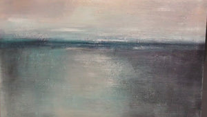 Serene Horizon: Panoramic Seascape Painting | Horizontal Wall Art | Coastal Decor