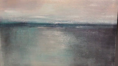 Serene Horizon: Panoramic Seascape Painting | Horizontal Wall Art | Coastal Decor