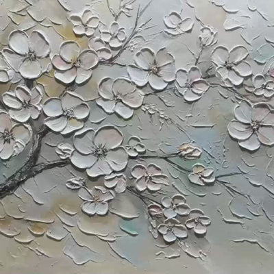 BLOSSOM SERENADE: Textured Impasto Cherry Blossom Painting