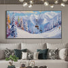 Snowy Slopes: Panoramic Ski Resort Landscape Painting | Winter Sports Art