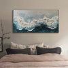 Frozen Motion: Textured Abstract Waterscape Painting in Teal and White | Abstract Art