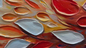 Autumn's Burst: Original Textured Abstract Leaf Oil Painting - Colorful Fall Wall Art