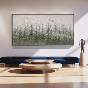Misty Forest: Textured Atmospheric Forest Landscape Painting | Nature Art