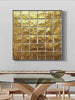 GOLDEN GRID: Textured Minimalist Abstract Oil Painting in Gold